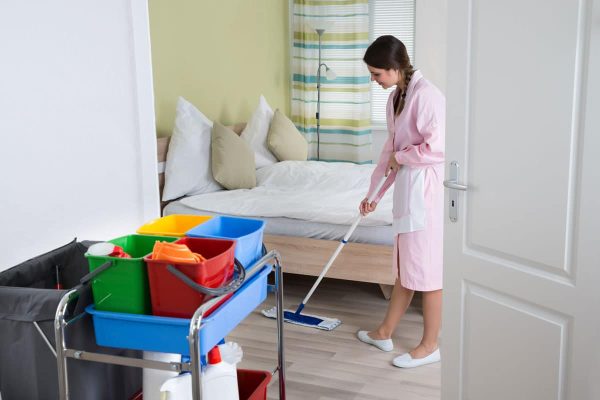 Cleaning bedroom floors