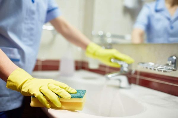 Hotel bathroom cleaning