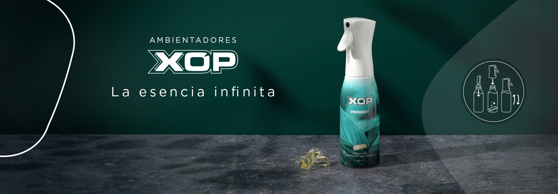 Ambientadores XOP sostenibles con botella reutilizable